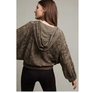 Anthropologie Saturday Floral Embroidered Zip Hoodie Jacket Medium